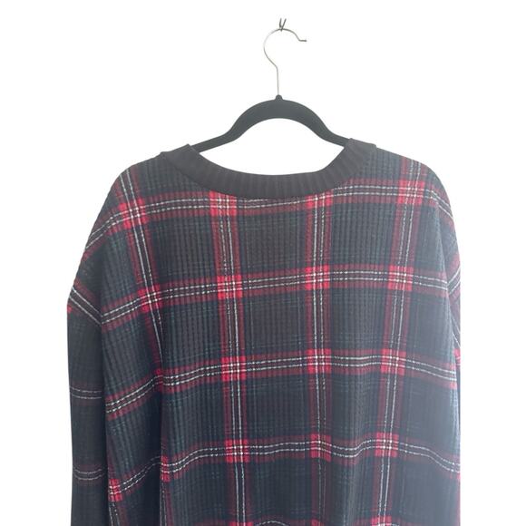 Torrid Size 2 Plaid Surplice Top Waffle Knit Holiday Drop Shoulder #5761 - Picture 9 of 16